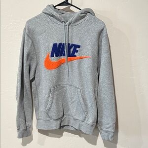 Nike Gray Hoodie with Orange and Blue Logo